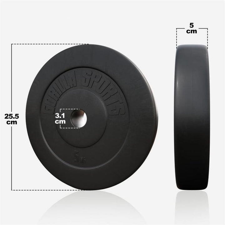 Discuri din plastic umplute cu ciment, 1.25 - 15kg, 30/31mm, Gorilla Sports - Gorilla Sports Ro