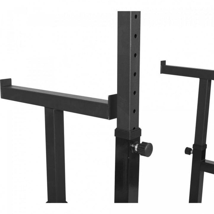 Rack pentru genuflexiuni reglabil pe înălțime și lățime, incluzând set de haltere din plastic de 40 kg