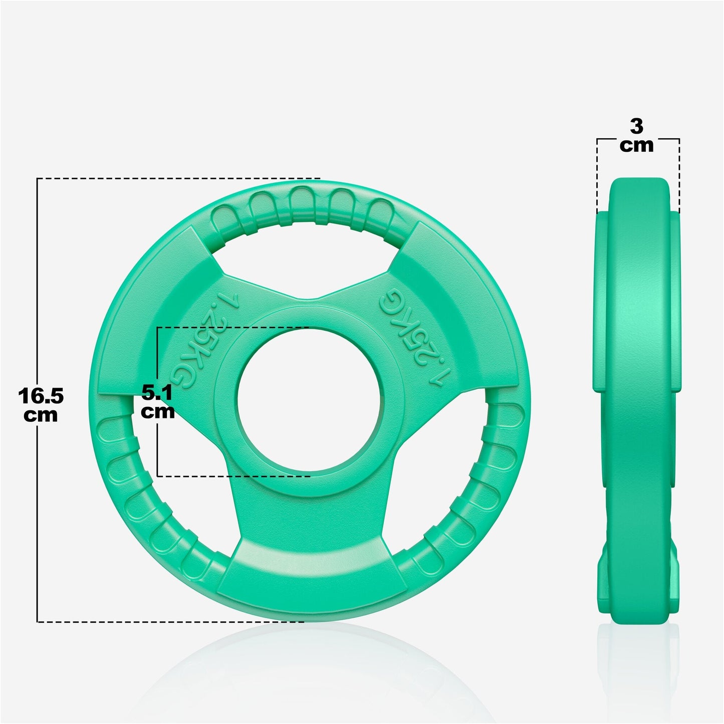 Discuri olimpice cu grip, cauciucate, 1,25 - 25 kg, 50/51 mm