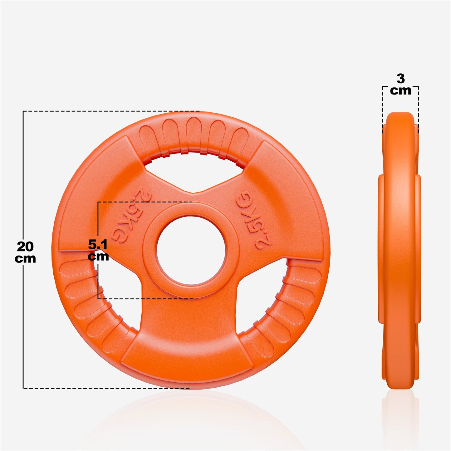 Discuri olimpice cu grip, cauciucate, 1,25 - 25 kg, 50/51 mm