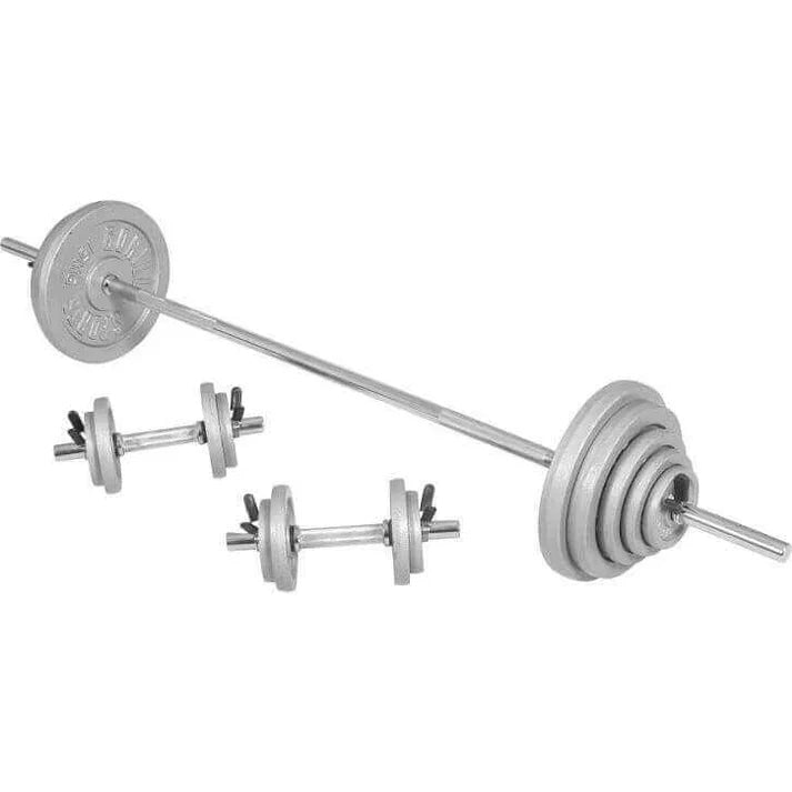 Set de haltere din fontă 100 kg cu închizători