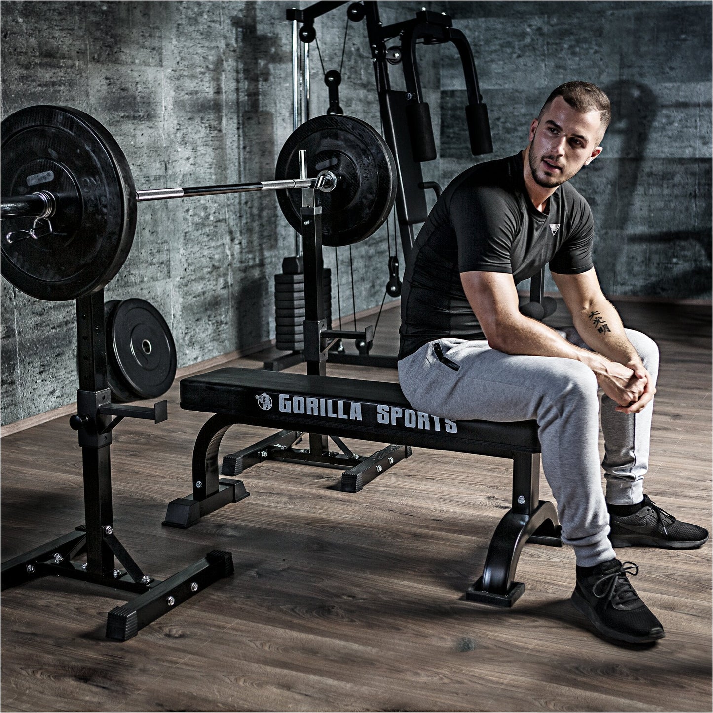 Set suport pentru haltere Squat Rack, incluzând set de haltere din plastic de 35 kg