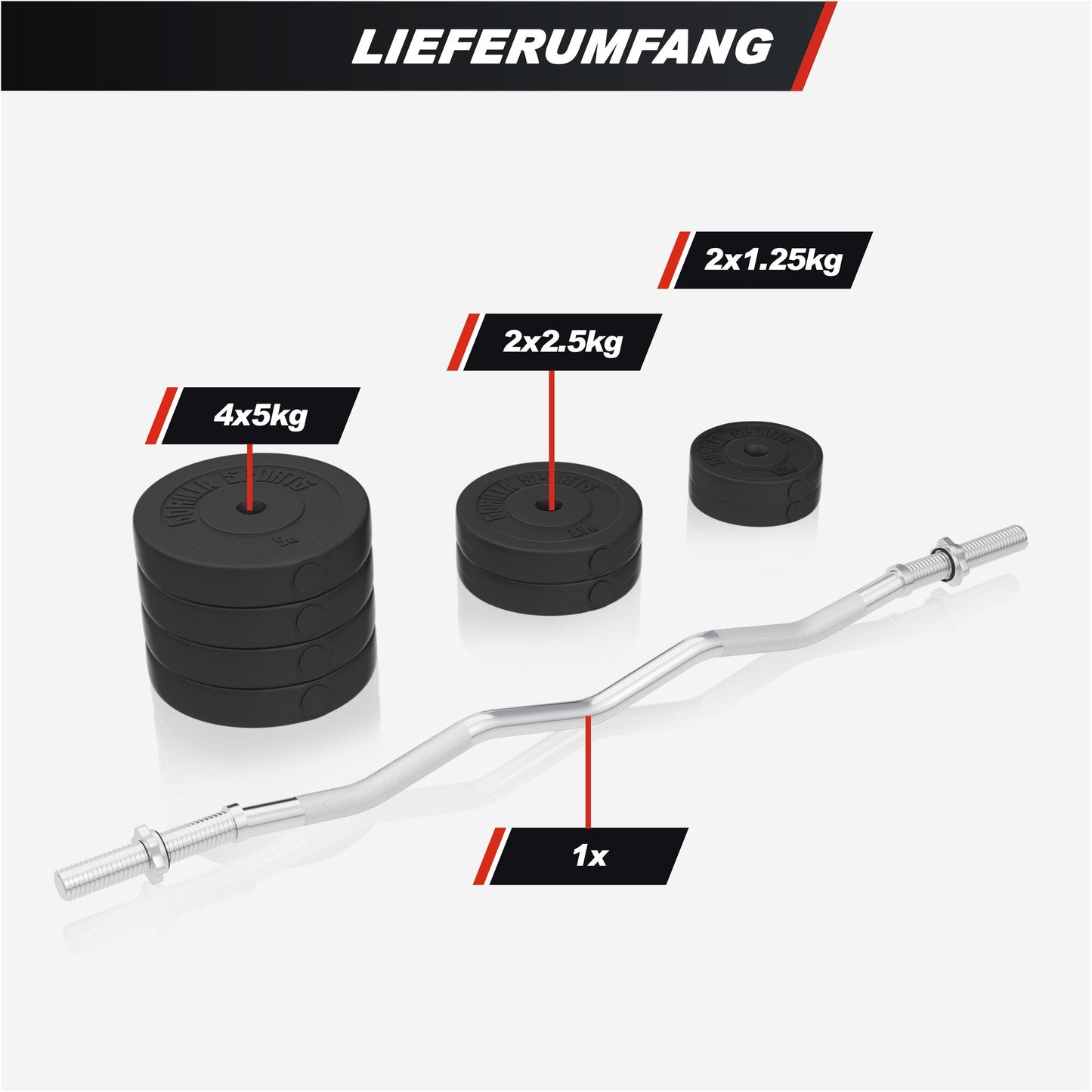 Set suport pentru haltere Squat Rack, incluzând set de haltere din plastic de 35 kg