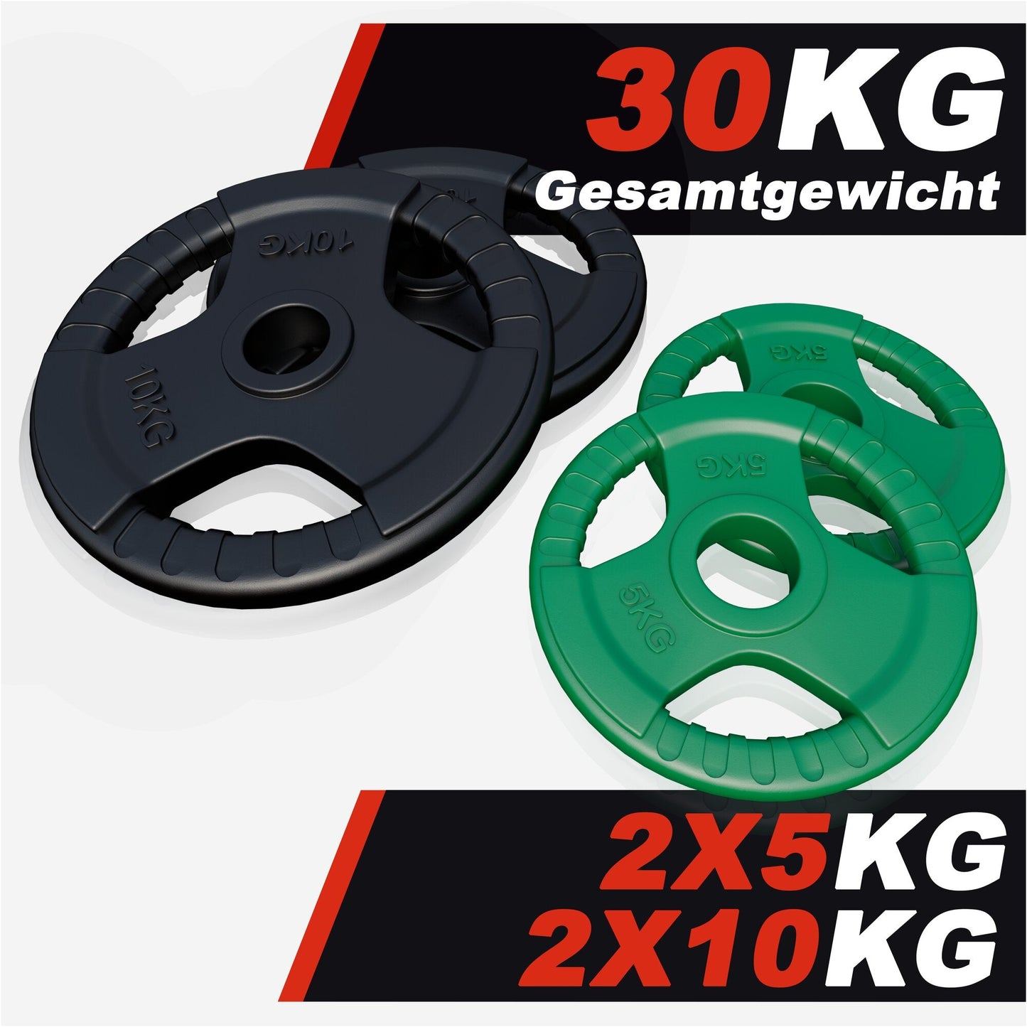 Discuri olimpice cu grip, cauciucate, 1,25 - 25 kg, 50/51 mm