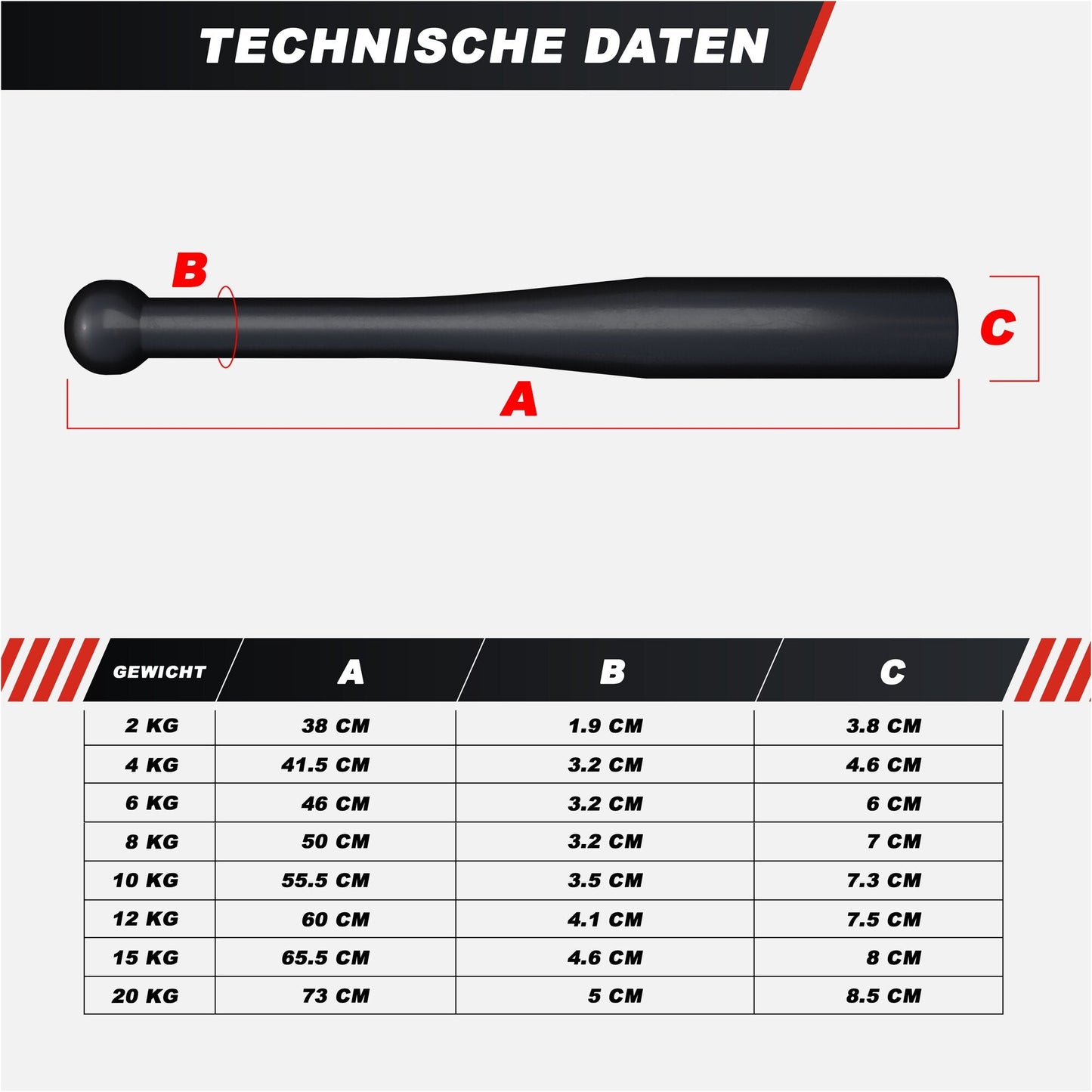 Indian Clubbell din oțel 2 - 20 kg