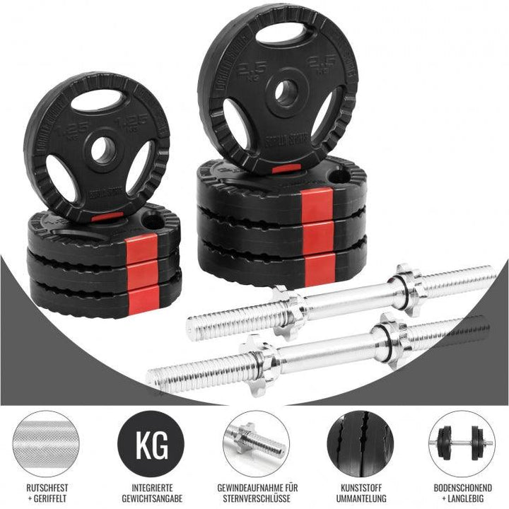 Set gantere reglabile din ciment cu grip de 20KG - Gorilla Sports Ro