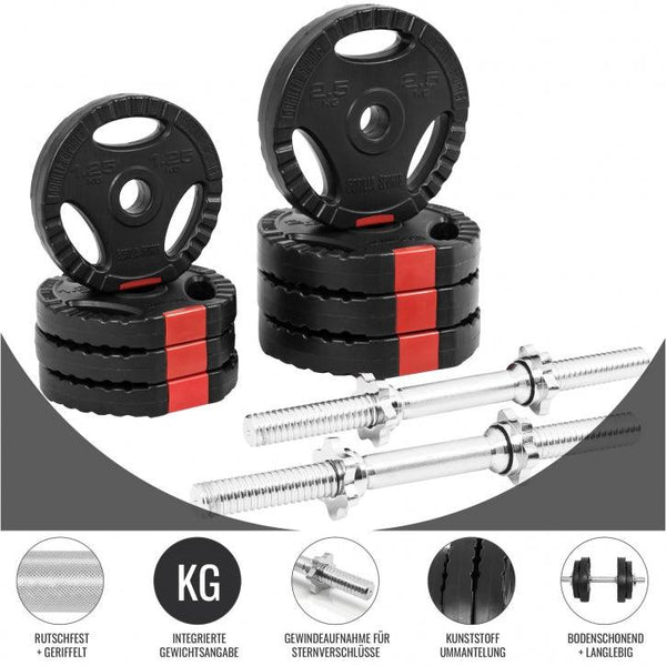 Set gantere reglabile din ciment cu grip de 20KG - Gorilla Sports Ro