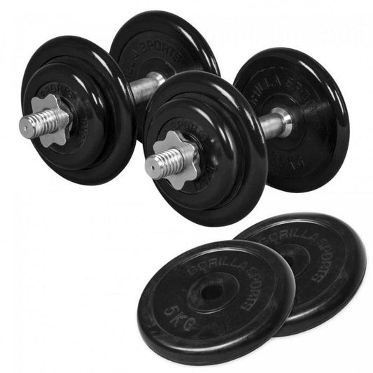 Set de haltere cu cauciuc 30 kg cu închizători în formă de stea