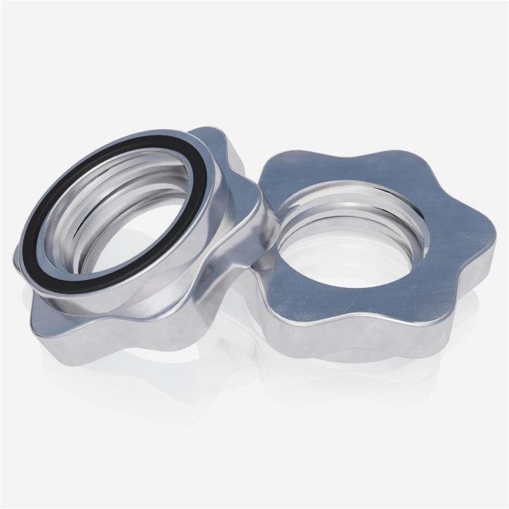 Set de gantere cromate 30 kg cu închizători în formă de stea