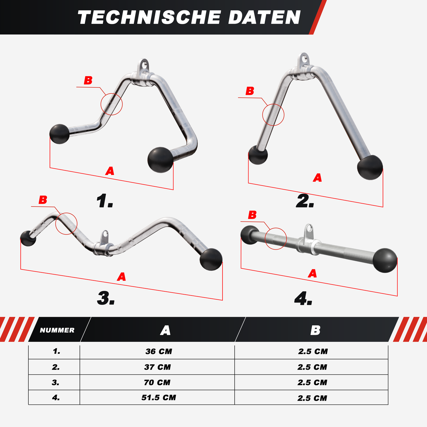 Set de mânere pentru cablu cu mâner pentru triceps, curl SZ și vâslit