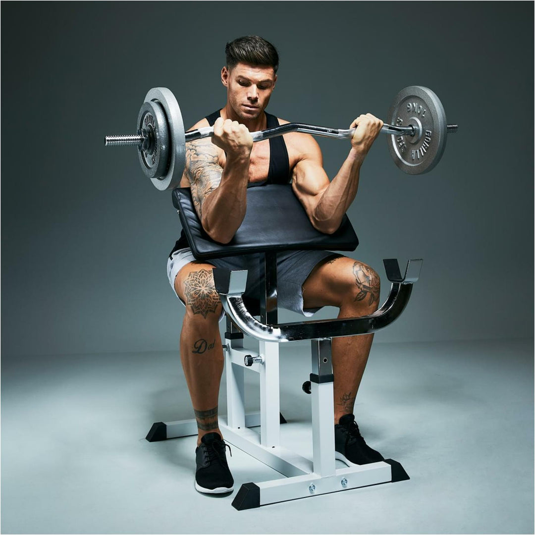 Banca biceps + set de greutati 30kg, 2 x10 kg, 2x 5 kg - Gorilla Sports Ro