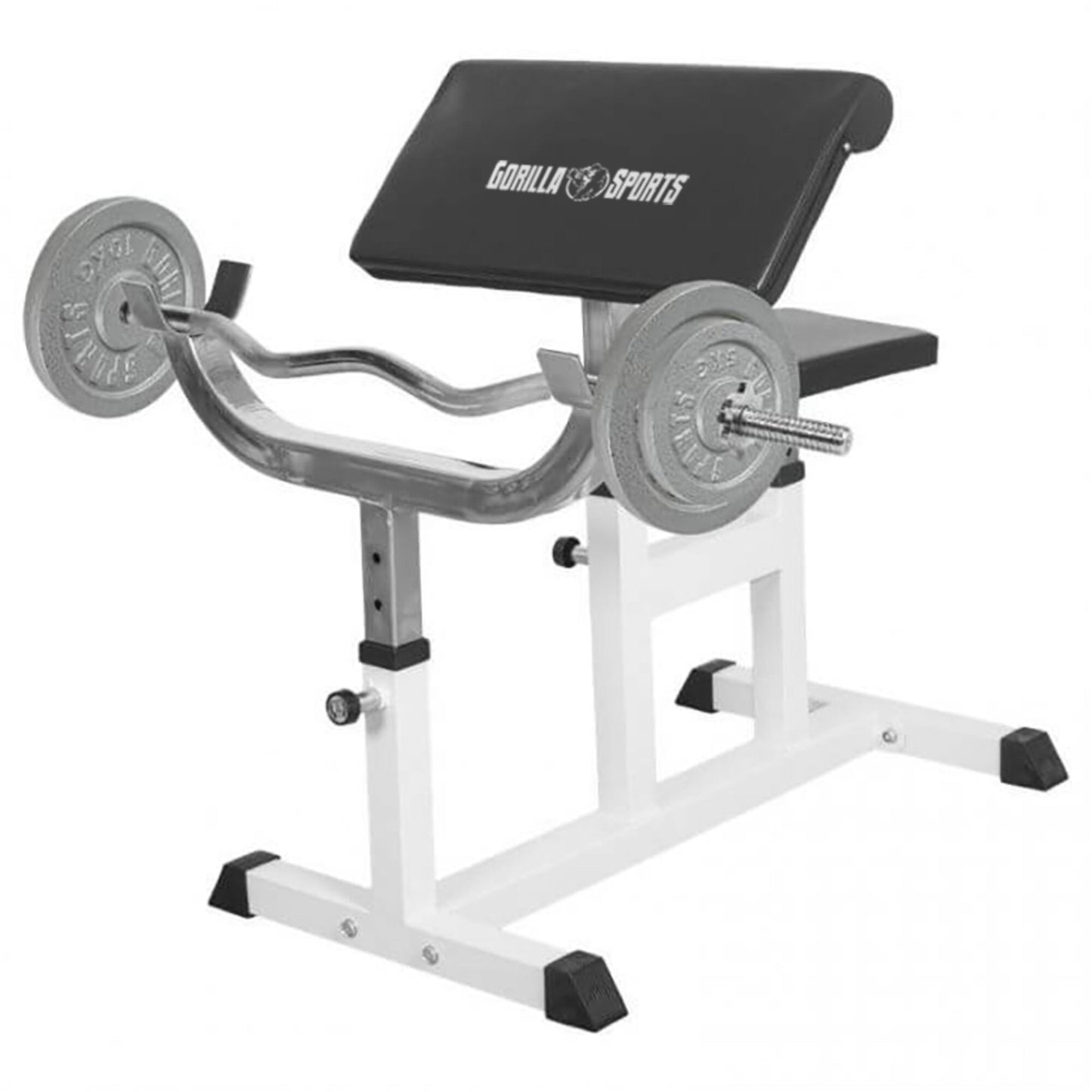 Bancă de curl reglabilă, incluzând set de curl din fontă de 38 kg