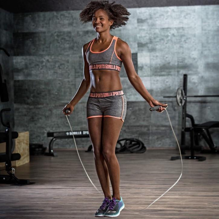 Coardă de sărit Speed Rope gri/auriu 300 cm