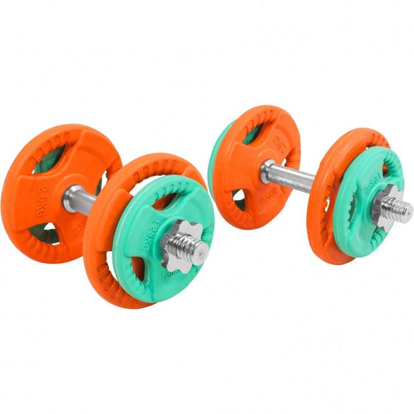 Set gantere din fontă cu înveliș din cauciuc și fixare cu cleme/piulite 20 kg - Gorilla Sports Ro