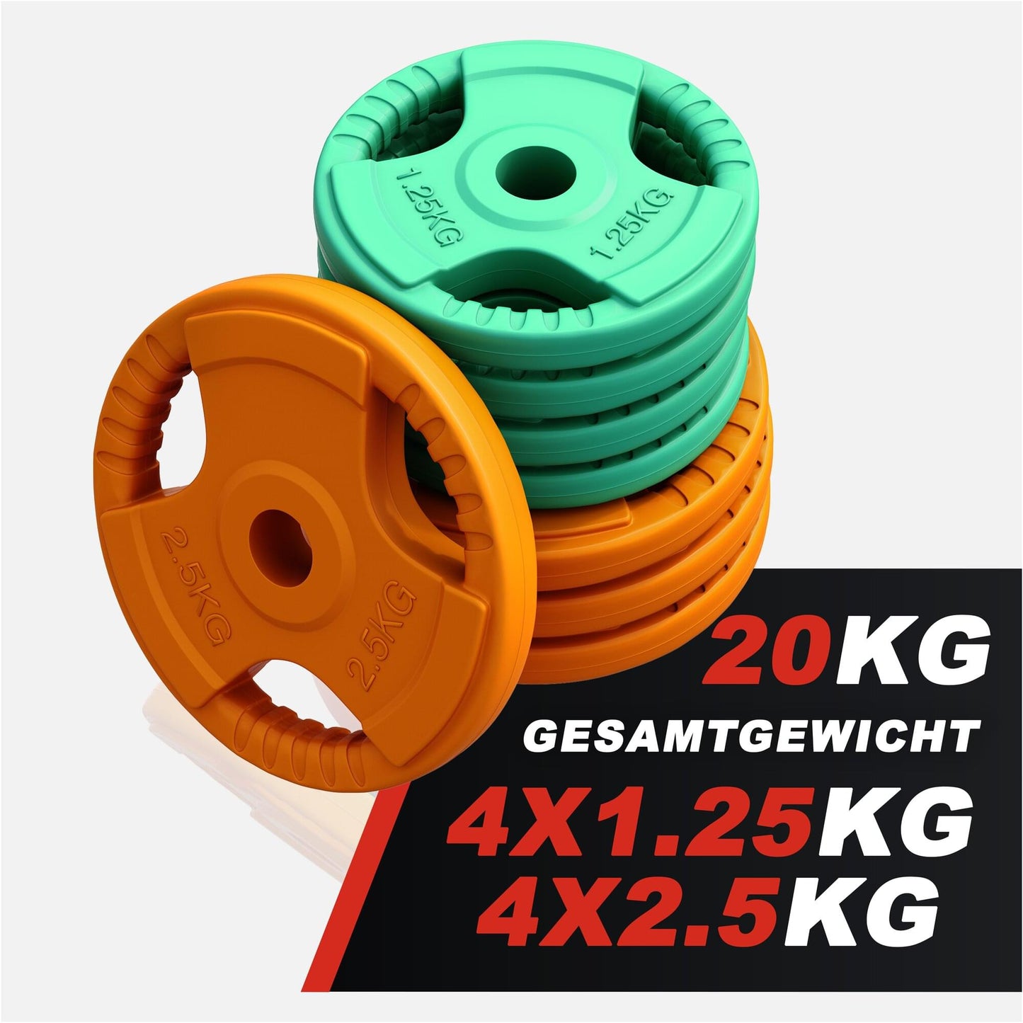Set de gantere cu mâner din cauciuc 20 kg cu închizători