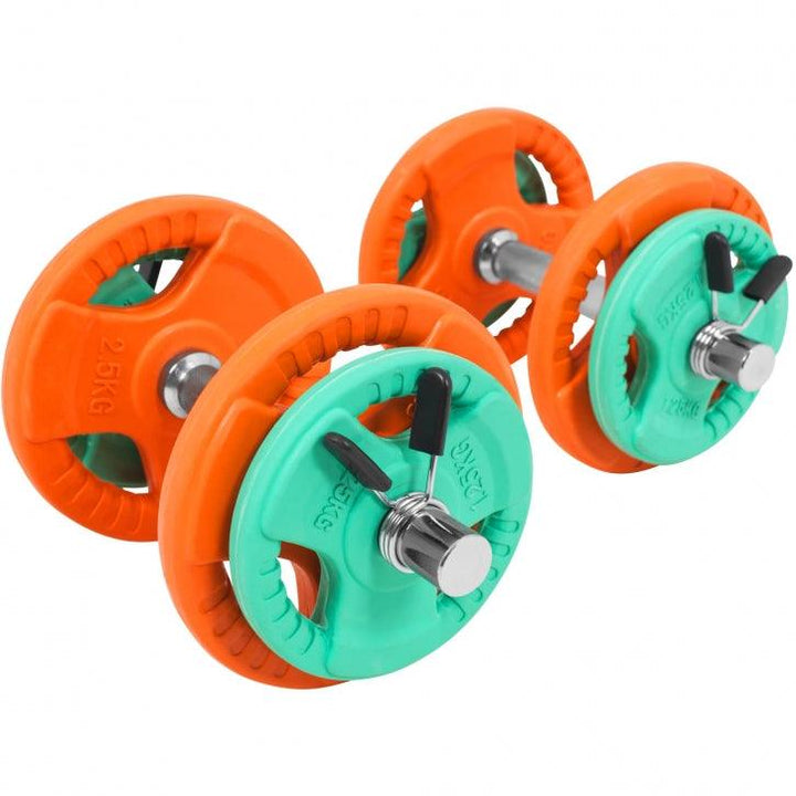 Set gantere din fontă cu înveliș din cauciuc și fixare cu cleme/piulite 20 kg - Gorilla Sports Ro