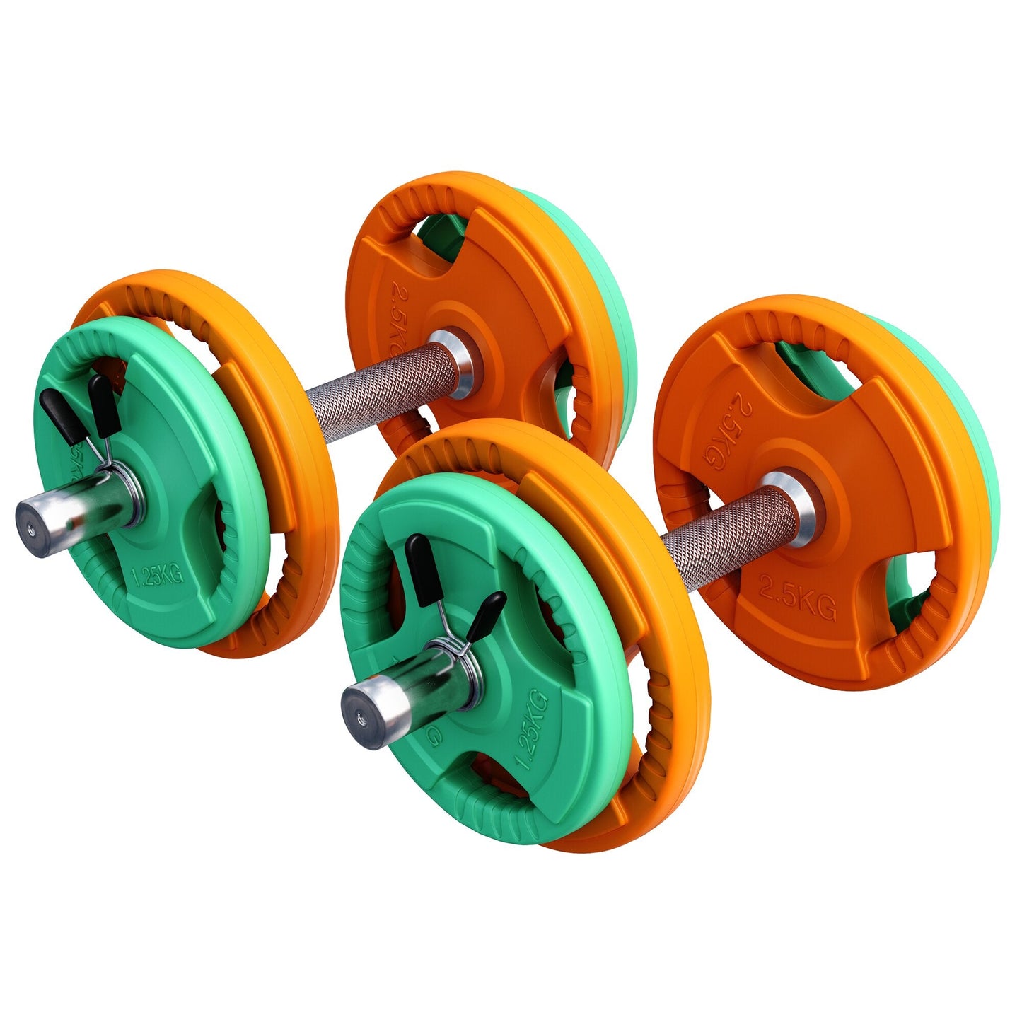 Set de gantere cu mâner din cauciuc 20 kg cu închizători