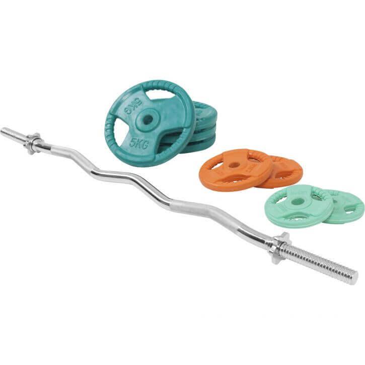 Set de gantere SZ cu mâner din cauciuc 35 kg cu închizători