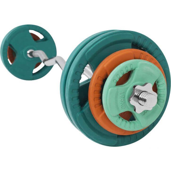 Set de gantere SZ cu mâner din cauciuc 35 kg cu închizători