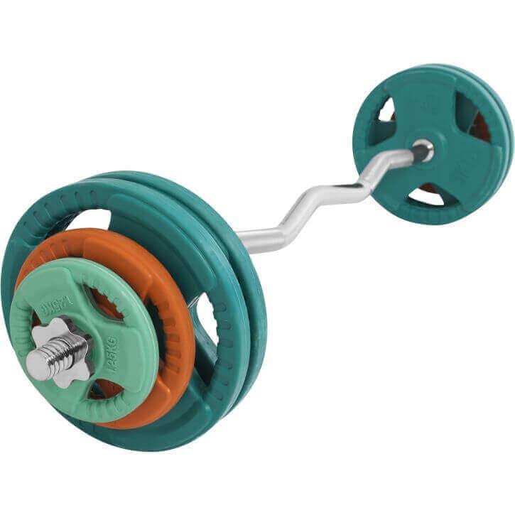 Set de gantere SZ cu mâner din cauciuc 35 kg cu închizători