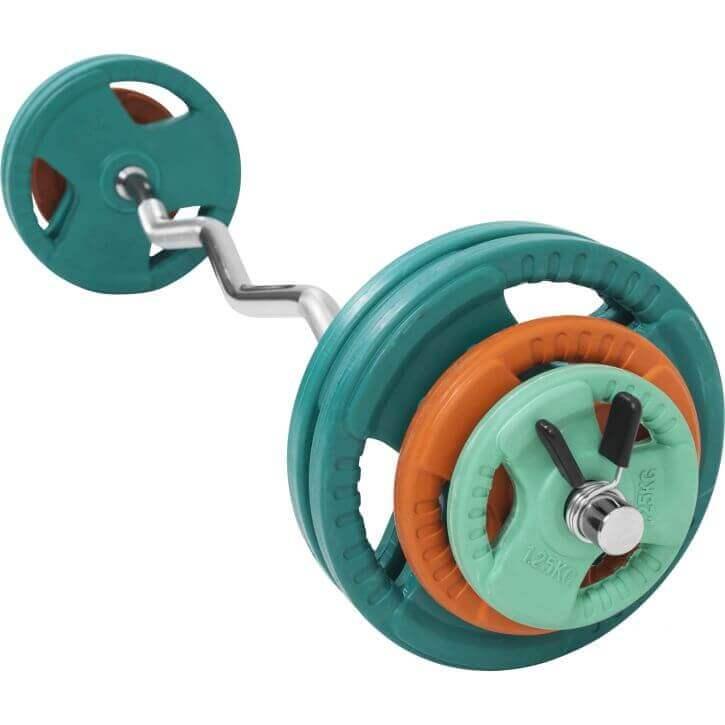 Set de gantere SZ cu mâner din cauciuc 35 kg cu închizători