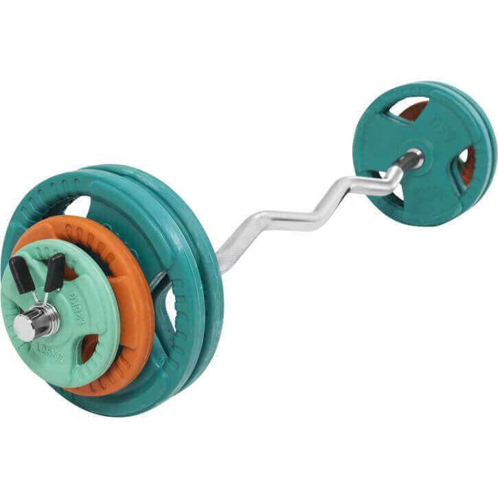 Set de gantere SZ cu mâner din cauciuc 35 kg cu închizători