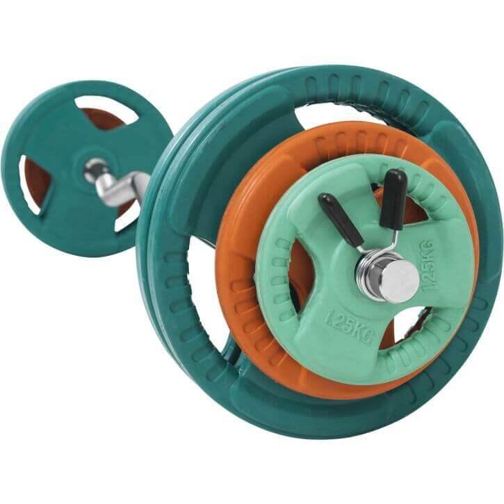 Set de gantere SZ cu mâner din cauciuc 35 kg cu închizători