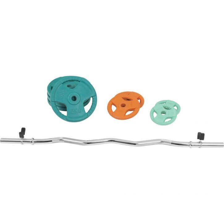 Set de gantere SZ cu mâner din cauciuc 35 kg cu închizători