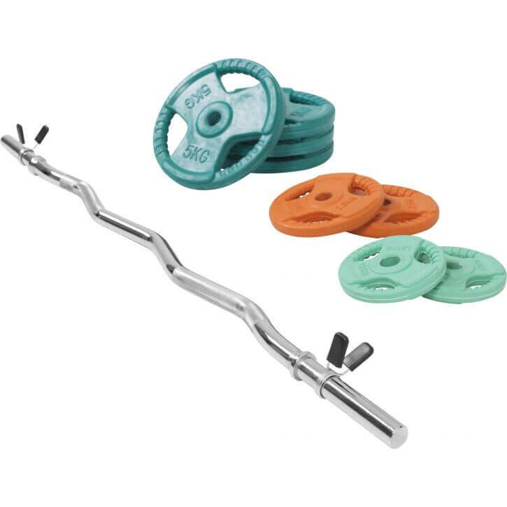 Set de gantere SZ cu mâner din cauciuc 35 kg cu închizători