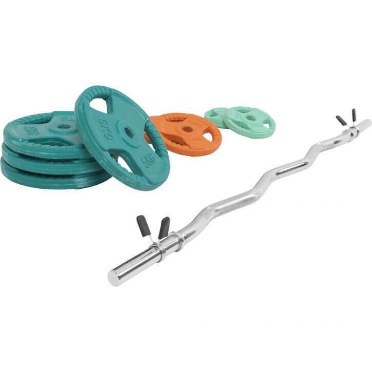 Set de gantere SZ cu mâner din cauciuc 35 kg cu închizători