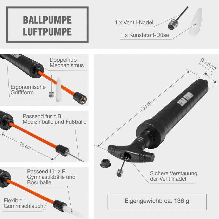 Pompă pentru mingi cu 2 valve și furtun de 16 cm