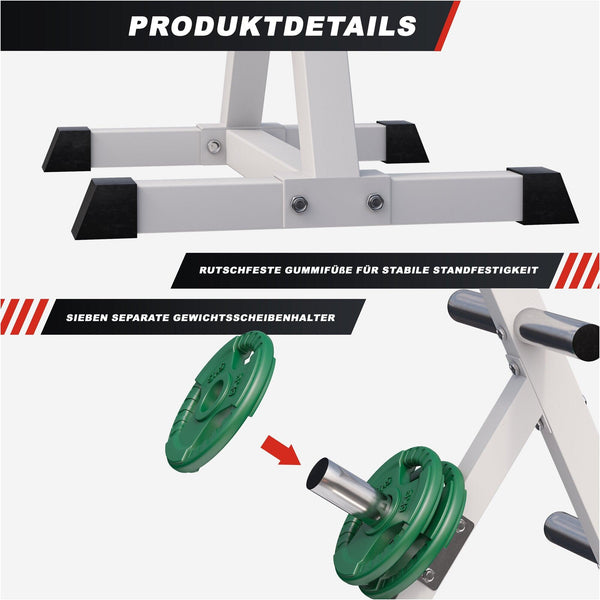 Suport discuri olimpice alb/negru - Gorilla Sports Ro