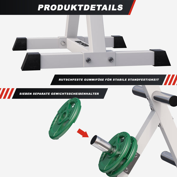 Suport pentru discuri de haltere Olympia cu 4 bare - 6 suporturi pentru discuri