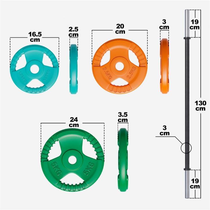 Set de haltere Aerobic cu mâner din cauciuc 19,5 kg