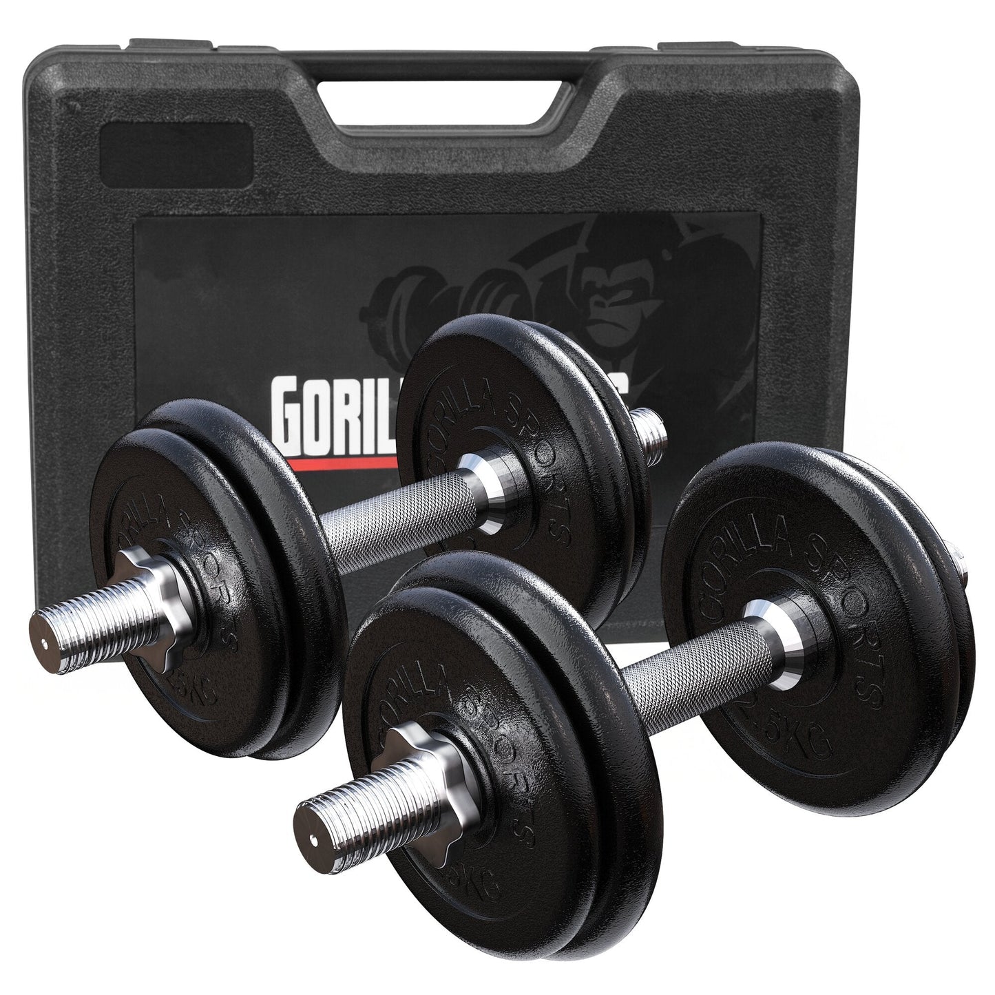 Set de gantere de 20 kg din fontă cu geantă
