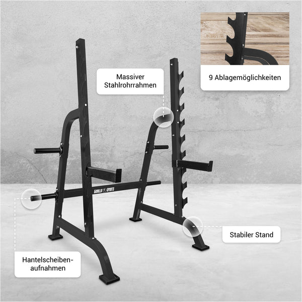 Rack pentru genuflexiuni, inclusiv suporturi de siguranță