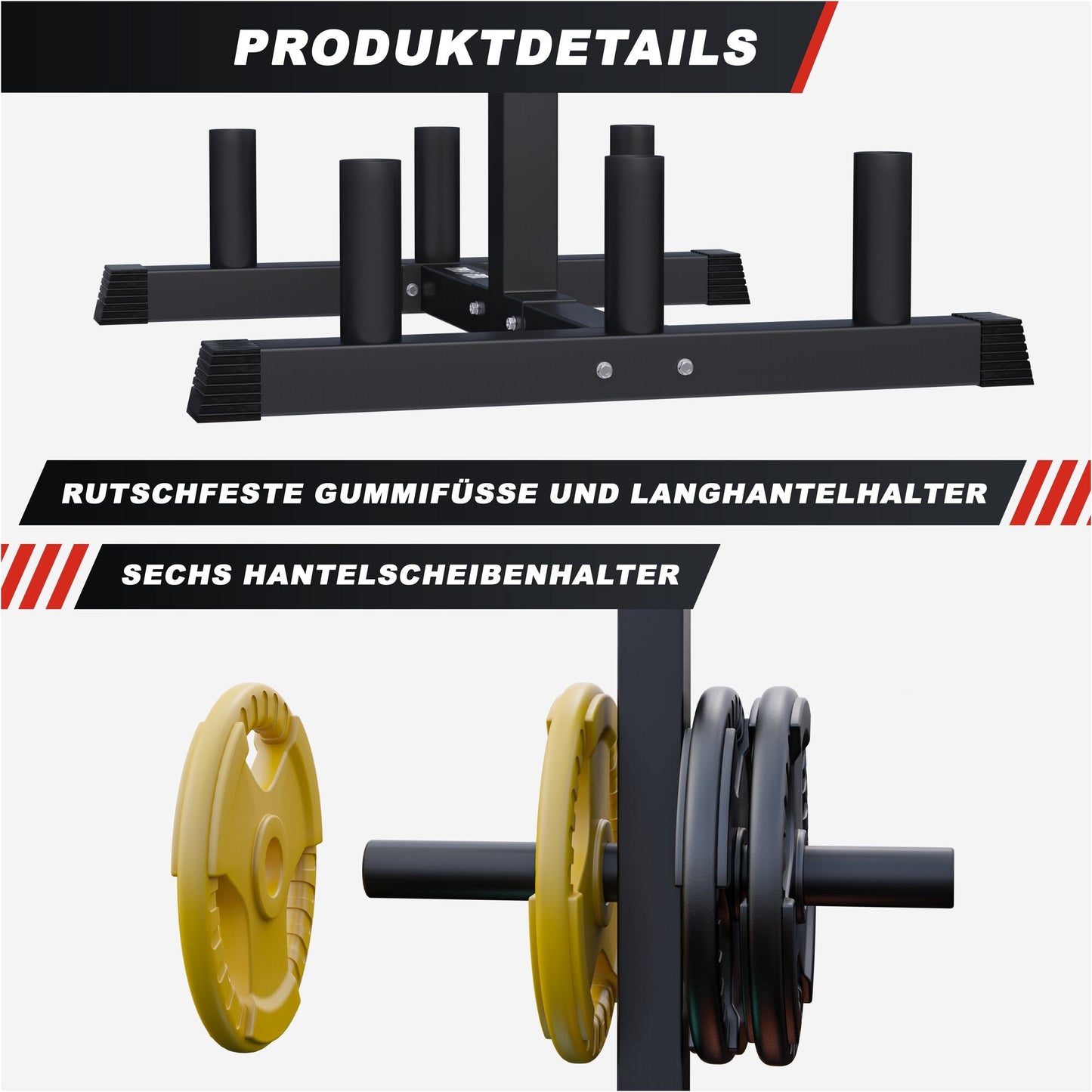 Suport pentru haltere Olympia pentru 6 bare cu 6 suporturi pentru discuri