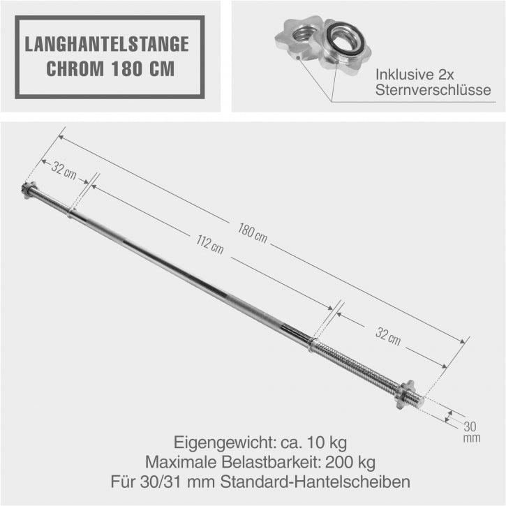 Barbell cromat de 180 cm - Gorilla Sports Ro