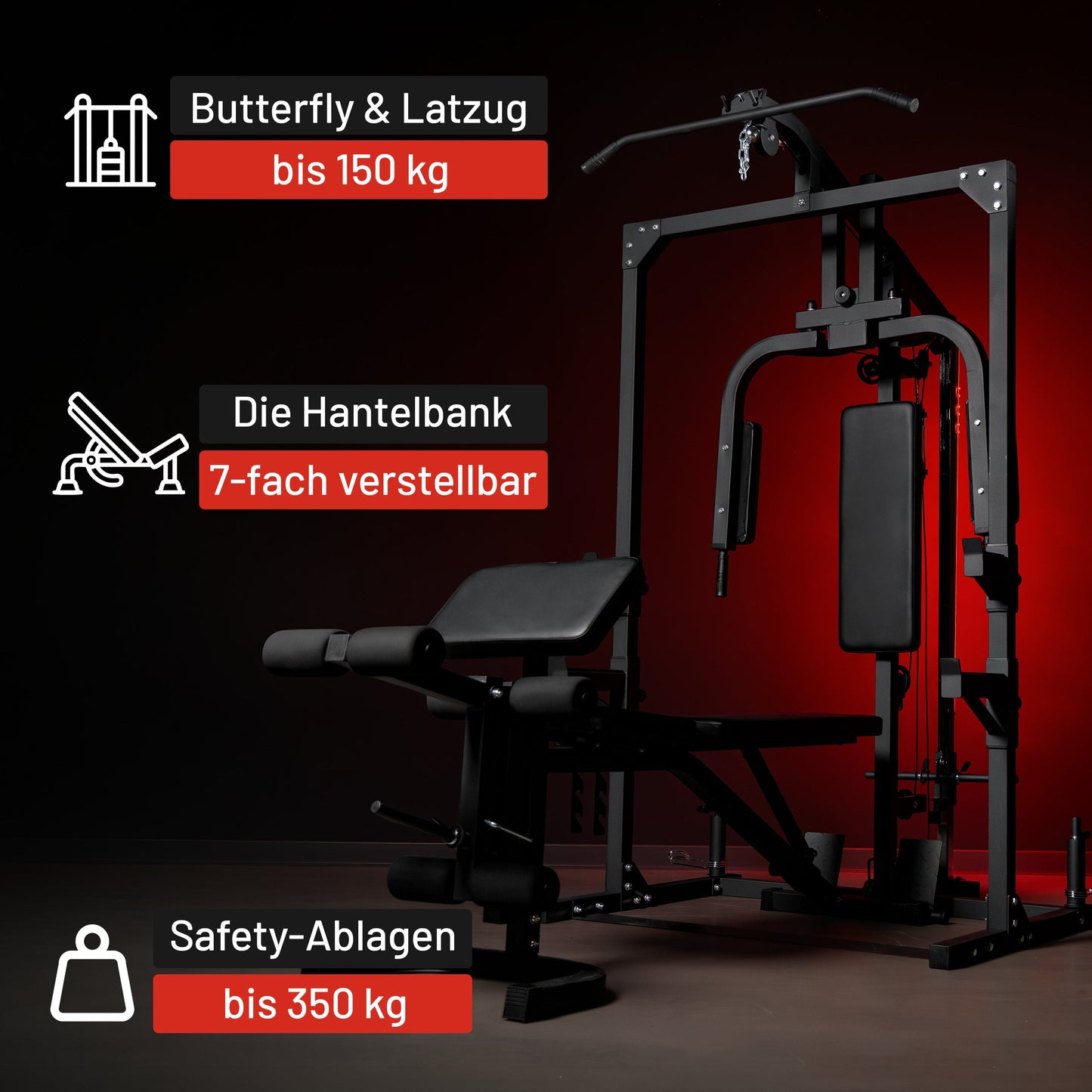 Stație de forță Home Gym incluzând bancă de haltere