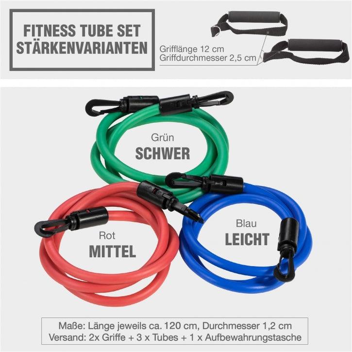 Set de 3 tuburi de fitness, inclusiv mânere și geantă