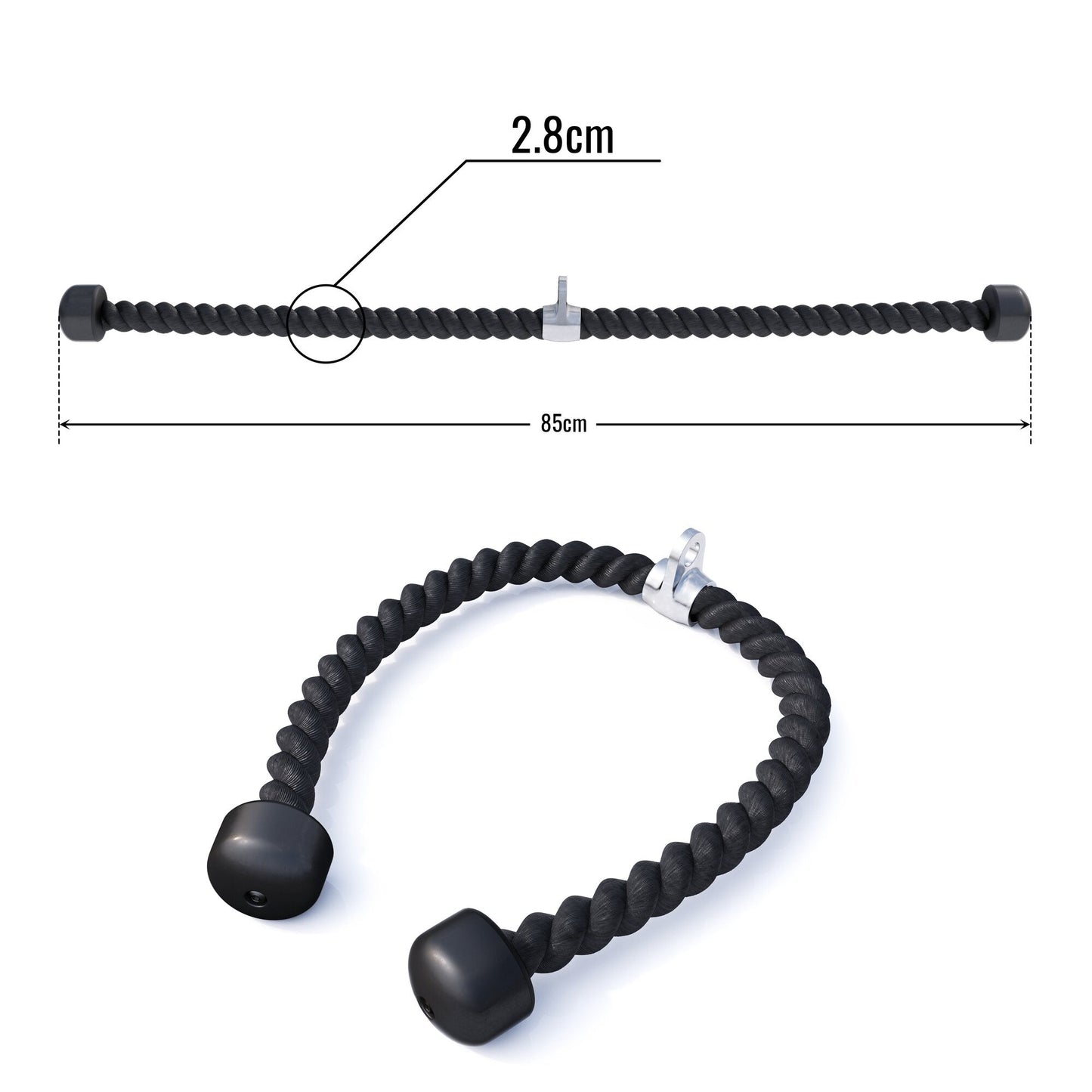 Sfoara pentru triceps/biceps din nailon, incluzând articulație pivotantă