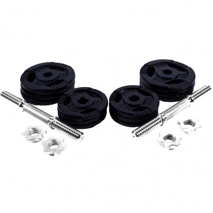 Set de gantere din fontă Gripper 27,5 kg cu închizători în formă de stea