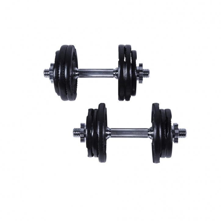 Set de gantere din fontă Gripper 27,5 kg cu închizători în formă de stea