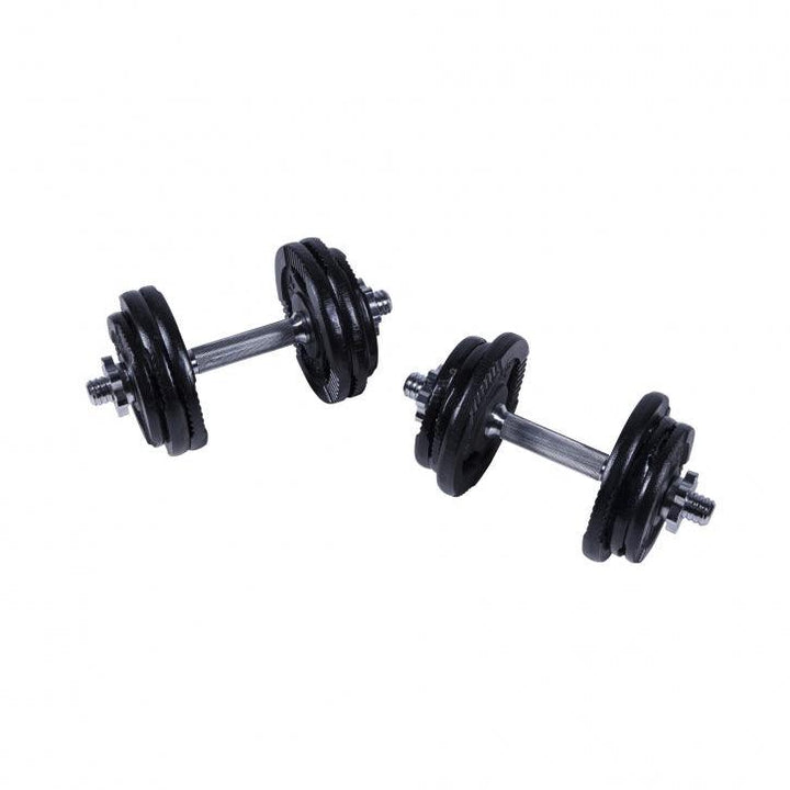 Set, gantere Gripper Black 20 kg cu 2x 2,5 kg + 2x 1,25 kg greutate suplimentara Gorilla Sports