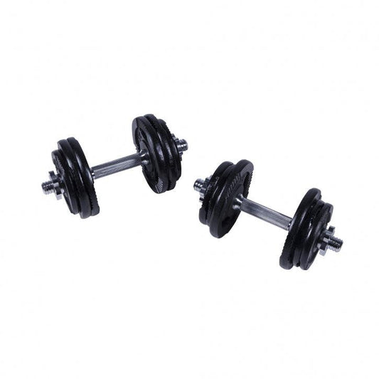 Set de gantere din fontă Gripper 27,5 kg cu închizători în formă de stea