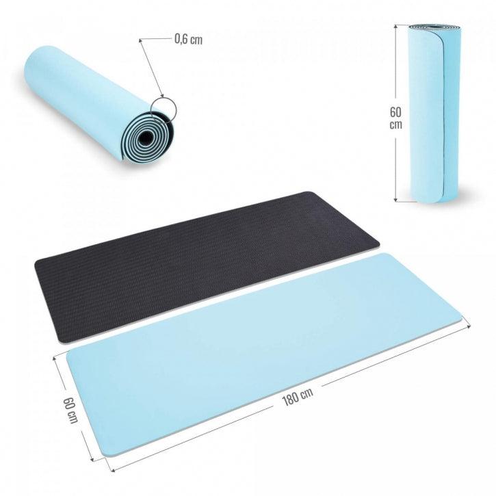 Saltea de yoga cu partea inferioară antiderapantă, lățime 60 cm și grosime 0,6 cm