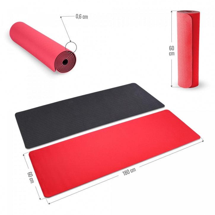 Saltea de yoga cu partea inferioară antiderapantă, lățime 60 cm și grosime 0,6 cm
