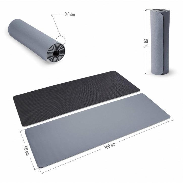 Saltea de yoga cu partea inferioară antiderapantă, lățime 60 cm și grosime 0,6 cm