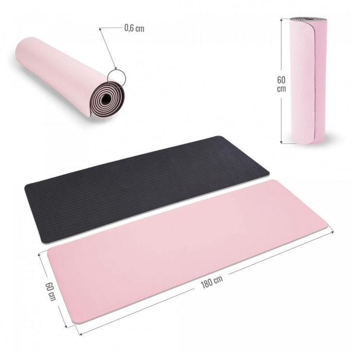 Saltea de yoga cu partea inferioară antiderapantă, lățime 60 cm și grosime 0,6 cm