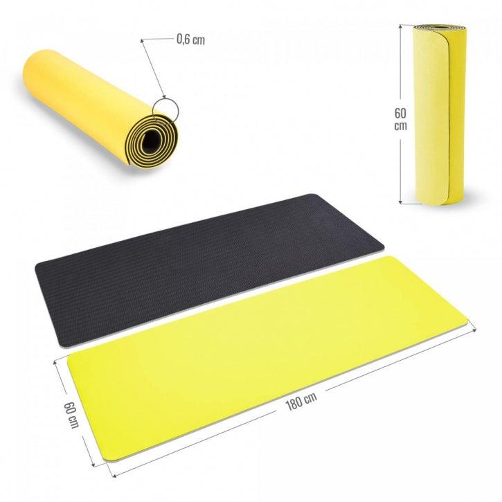 Saltea de yoga cu partea inferioară antiderapantă, lățime 60 cm și grosime 0,6 cm